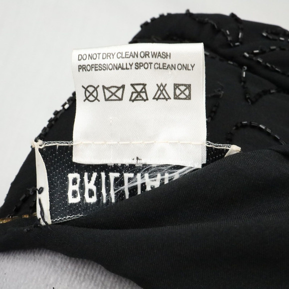 Brillante by JA Dress Womens Large Black Sequin Gold Trim Chiffon Formal Vintage - Picture 15 of 16